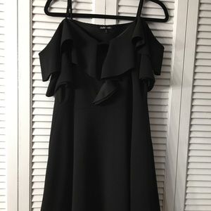 Charlotte Russe Black Cold Shoulder Ruffle Dress